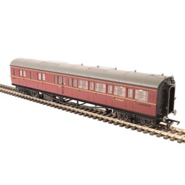 Hornby R4765 BR Collett Coach Corridor Brake Third Class LH W4936W Train Model Set, Maroon