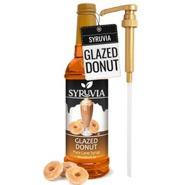 Syruvia Glazed Donut Coffee Syrup - 25.4 fl oz Premium Coffee Flavoring Syrup - Kosher Coffee Syrups, Gluten Free, No Coloring, Perfect for Drinks, Soda, Shakes, Desserts, and More With Pump