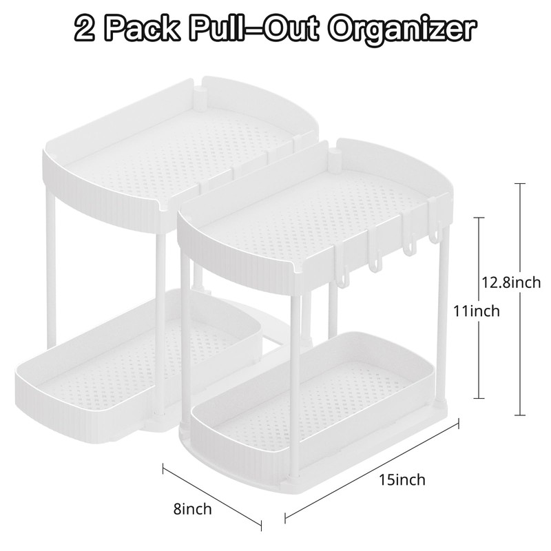 Ukeetap 2 Pack Multi-Purpose Pull-Out Storage Organizers, Under Sink Organizers