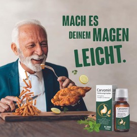 Carvomin pflanzliche Verdauungstropfen bei Magen-Darm-Beschwerden, Blähungen, Völlegefühl & Magenkrämpfen - mit natürlichen Bitterstoffen und ohne Schöllkraut - 50 ml