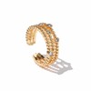 Jewlure Gold Coloured Beaded Ring With Oval Cut Crystals, Size