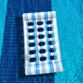 F Fityle Inflatable Pool Lounger Lounge Chair Heavy Duty Multipurpose Beach Mat Pool Float Floatie Chair for Swimming Pool Accessories, Blue