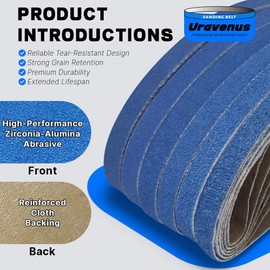 10 x 330 mm 3/8 x 13 Inch Sanding Belts, 36 Pcs Assorted Grits (60/80/100/120/180/240), Zirconia Sanding Belts for Metal Polishing, Woodworking, Derusting