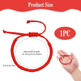 QYHON Red Lucky Bracelet for Men - Tibetan Copper Bracelet, Kabbalah Woven Bracelet, Adjustable Rope Bracelet, Buddhist Bracelet, Subtle Friendship Bracelets for Men, One size, Silk, No Gemstone