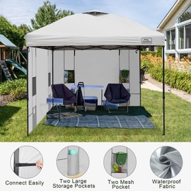 KAMPKEEPER Instant Canopy Sidewalls with 4 Pockets for Pop Up Canopy Frame,2Pcs Sunwalls Only,fit 10' Outdoor Canopies with Straight Leg(No Top & Frame)