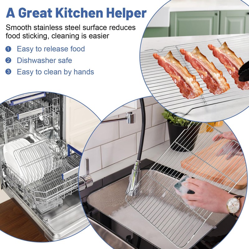 TeamFar Cooling Rack, 16.6” x 11.45” Stainless Steel Wire Baking