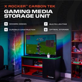 X Rocker Carbon Tek Gaming TV Stand with Neo Motion LED Lights, Media Console for TVs up to 55 Inches