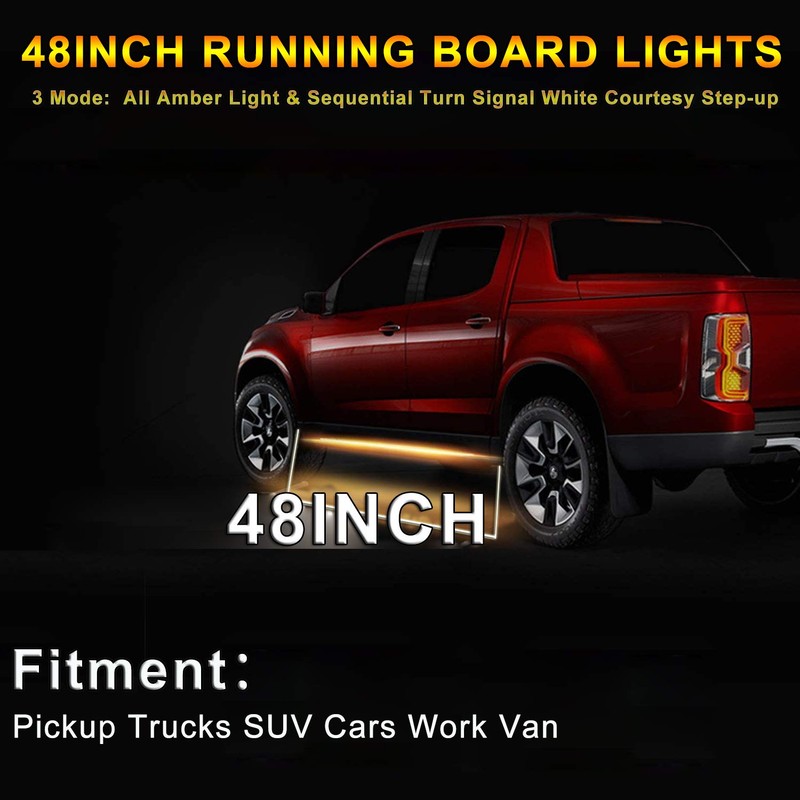 Truck LED Running Board Lights Amber Side Marker Kit, White