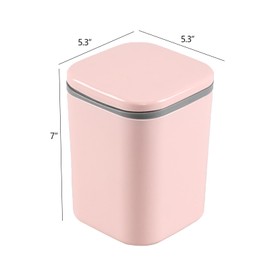 Zopnny 2 L/0.5 Gallon Tiny Countertop Waste Basket, Plastic Desktop Garbage Can, Pink