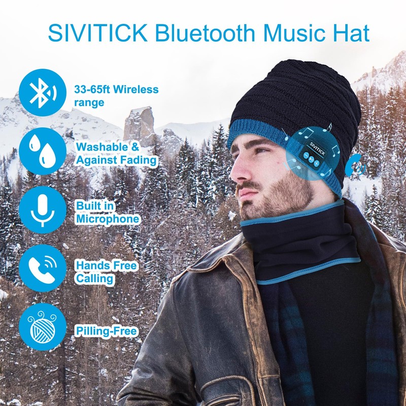 SIVITICK Bluetooth Hat Gifts for Men Women Teenagers Winter Hat