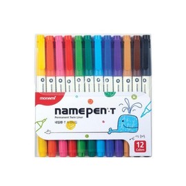 Artbox/Hosa Stationery Monami Name Pen T (Twin) Reversible 12 Colors / 아트박스호사문구 모나미 네임펜 T (트윈) 양방향 12색