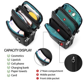 RNIEGA Women's Shoulder Bag, Crossbody Bag, Lightweight, Smaller, Shoulder Bag, Small Size, Fashionable, Waterproof, Vertical, Unisex, Crossbody Bag, Black