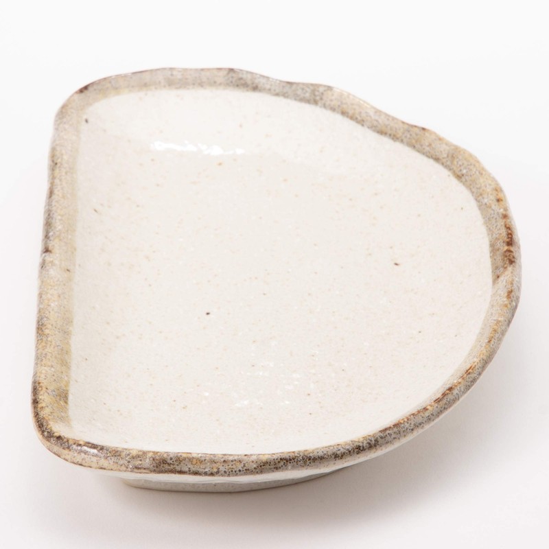 Mino Ware White Karatsu Half Moon Plate K51228