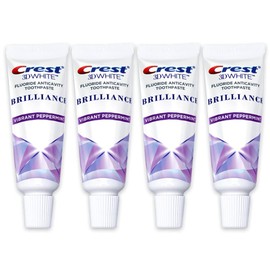 Crest 3D White Brilliance Toothpaste, Vibrant Peppermint, Travel Size 0.85 oz (24g) - Pack of 4