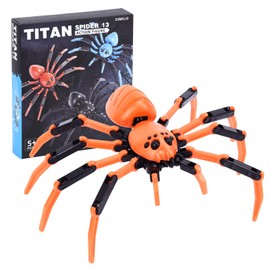 Titan Spider Toys - 3D Printed Spider Fidget Toys for Boys, Multi-Jointed Realistic Spiders with Suction Cup, Movable Cool Gadget for Kids (Assembly Required/Orange)