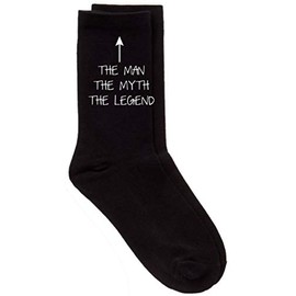 60 Second Makeover Limited The Man The Myth The Legend Men's Black Calf Funny Socks Birthday Present Fathers Day Dad Gifts For Dads Birthday Idea Funny Socks (One Size)
