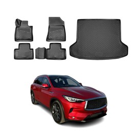OMAC Custom Floor Mats & Cargo Liners for Infiniti QX50 2019-2025 Black 5 Pcs