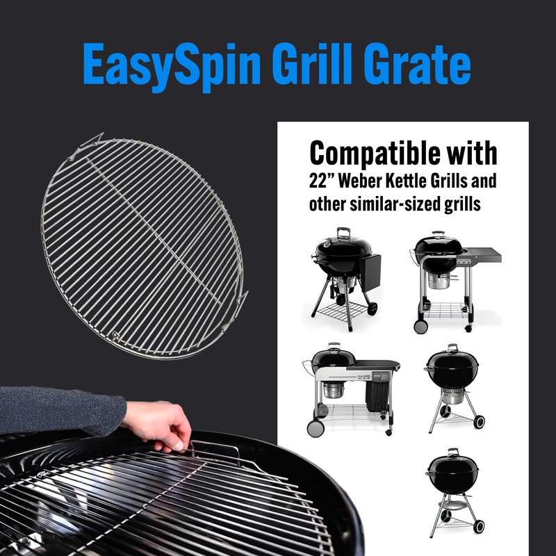 SnS Grills Slow ‘N Sear Easy Spin Charcoal Grill Cooking