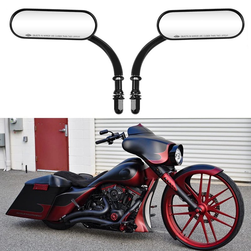 goodfitment - Black Oval Shape Motorcycle Mirrors,Upgrade Rearview Motorcycle Mirrors
