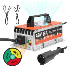 Golf Cart Charger 48 Volt Club Car 15AMP 48 Volt Golf Cart Battery Charger for Club Car Precedent & DS Models Fully Automatic Smart Charging with 16Ft Cable, for Lead-Acid Batteries