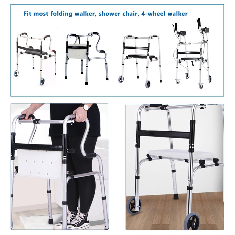 Attachable Folding Walker Seat – Adjustable Rest Seat for Walkers,