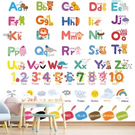 9 Stück abc Poster für Kinder, Wasserdichtes Alphabet, PosterLernposter Kinder mit Buchstaben, Zahlen, Wetter, Farben, Wandtattoo für Kindergarten, Zuhause, Schule