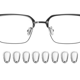 HARFINGTON 4 Pairs Eyeglass Nose Pad 5.5mm Thickness Silicone Anti-Slip Glasses Nose Grips Silicone Coated Silver Glasses Nose Pads for Plastic Frames Glasses, Silver