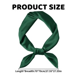 Toumett Green Bandana,Scarf,Neckerchief,Green,Square Satin Chiffon Scarves Women Plain Neck 50s Retro,Tie Ribbon Bow Accessory,Lightweight Smooth Silky Wrap Women's,for Ladies Occasion,70 X 70 cm