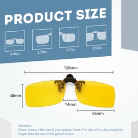 Long Keeper Sunglasses for Glasses Wearers - Unisex Clip On Sunglasses Polarised Flip Up Sunglasses, Sunglasses Attachment Glasses for Men Women, Night