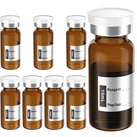 Biomed Solutions Empty Sterile Vial Sealed with Butyl Rubber Stopper and Flip Top Closure,Type 1 Borosilicate Glass Tubing,Individually Packed (10mL 8Pcs (Amber))