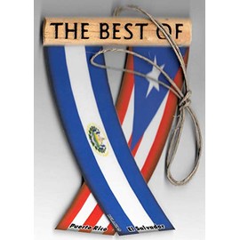 UFLAGZ - PUERTO RICO AND EL SALVADOR SALVADORIAN AMERICAN SOUTH LATIN AMERICAN REARVIEW MIRROR MINI BANNER HANGING FLAGS FOR THE CAR UNITY FLAGZ™..