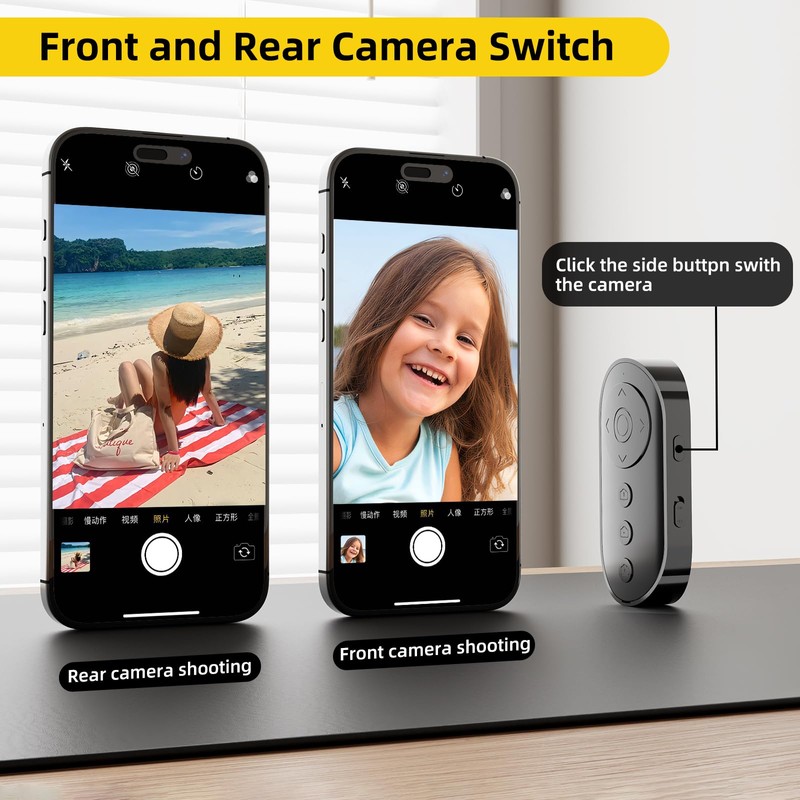 Bluetooth Camera Remote Shutter with Zoom and Front/Rear Camera Switch