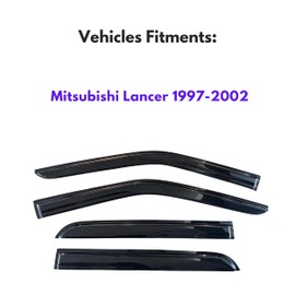 KPY Window Visor Compatible with Mitsubishi Lancer 1997-2002, 4PC Rain Guard Side Window Vent Deflectors Tape-On Mugen Style, 1997 1998 1999 2000 2001 2002