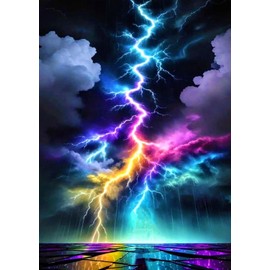 XUDCIHQP Diamond Painting Kits for Adults,5D Colorful Lightning Diamond Art Kits for Beginners,DIY Full Drill Diamond Dots Gem Art and Crafts for Home Wall Decor 12x16 Inch