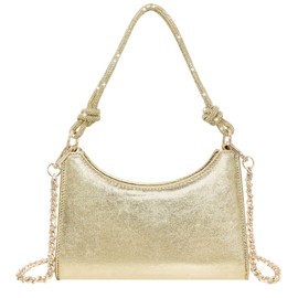 Milisente Women's Clutch Elegant Shoulder Bag Handbag Hobo Evening Bag Crossbody Clutch with Glitter Carry Strap, PU Gold