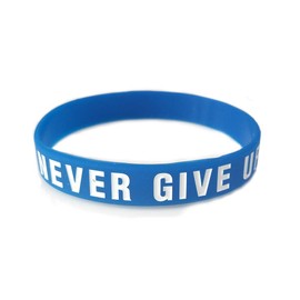 JOYID "Never give up Motivational Bracelets Rubber Band Wristbands Jewelry Inspirational Bracelets Gifts-Blue
