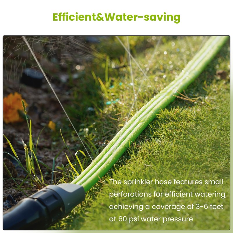 Sprinkler Soaker Hose 25FT, Watering Hose with Holes, High-Efficiency Sprinklers