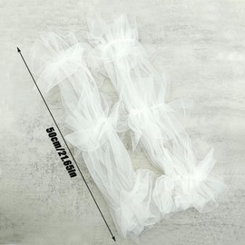 ZAHD Removable Tulle Puff Sleeves White Wedding Removable Long Bridal Sleeves Removable Bridal Puff Sleeves for Wedding Bridal Arm Decorations Lace Arm Sleeves for Wedding Dress, White