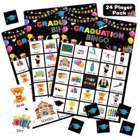 Liliful 35 Pcs Graduation Bingo Games 24 Players Congrats Grad Party Bingo Cards Class of 2024 Party Games for Boys Girls Adults Classroom Activities High School College Graduation Party Supplies