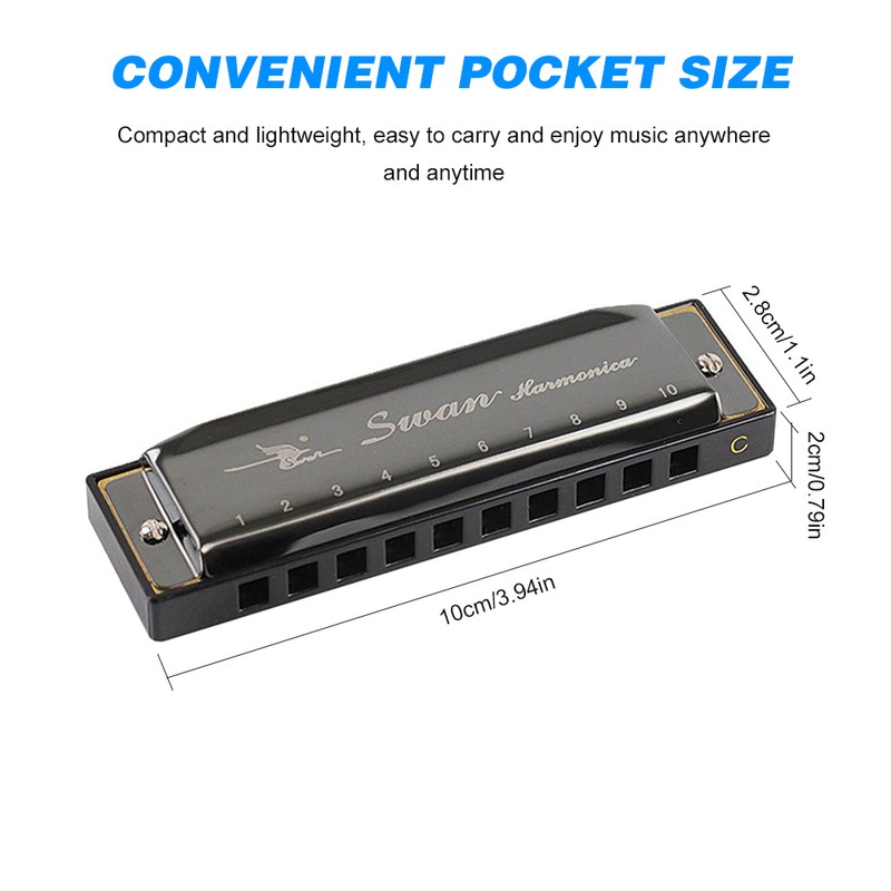 Swan SW1020-7 10 Holes 20 Tones Blues Diatonic Harmonica Key