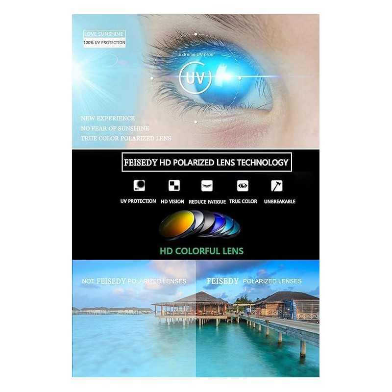 FEISEDY B1858 Great Classic Polarized Sunglasses, Unisex, HD Lens, black·gradient