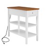 Narrow End Table with Charging Station, Side Table with 2