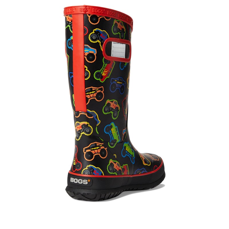 Bogs Kids Rainboot Rain Boot, Black Multi, 4 US Unisex
