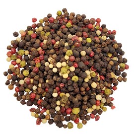 SavorSatch Four Blend Peppercorns - Resealable Pouch | Bulk Pack | Premium Gourmet Whole Black, White, Green, Pink Peppercorn Mix | Perfect for Grinder Refills, Cooking, and Seasoning | Fresh, Aromatic, and Flavorful - 6 Ounce (Pack of 1)