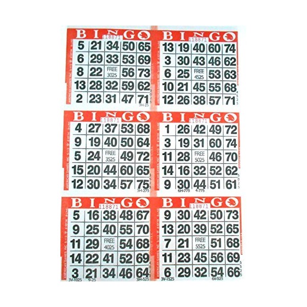 American Games 6 on Orange Bingo Paper Cards - 500 Sheets - 3000 Cards