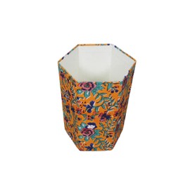Generic 3.3 Gallon Cotton Hand Block Printed Paper Waste Basket |Small Decorative Trash Can for Housewarming Gifts in Living Room, Bedroom, Bathroom | Eco-Friendly, Plastic-Free (1, ORE.GREEN)