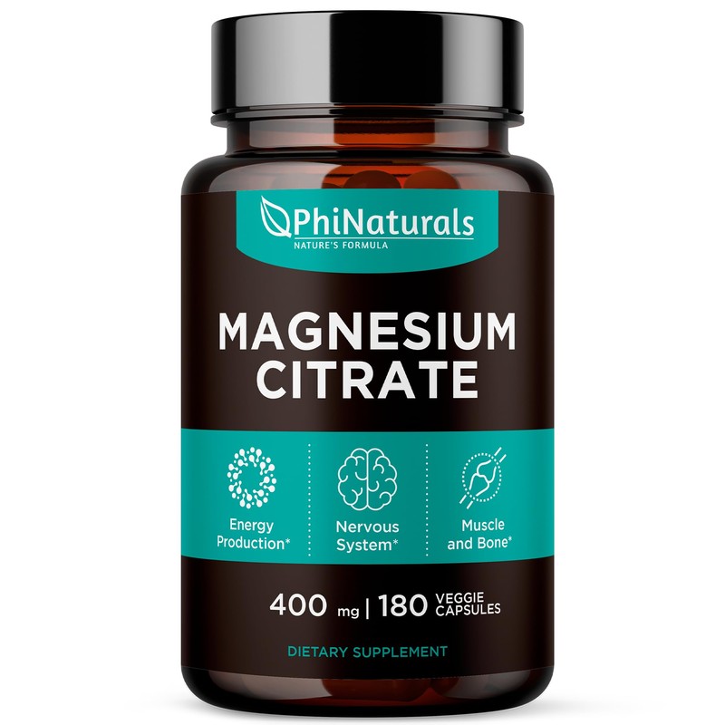 Citrato de Magnesio 400 mg 180 cápsulas por Phi Naturals