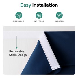 HOMEIDEAS Blackout French Door Curtains, Privacy Door Window Curtains, 26 X 20 Inch Shades for Front Window, Thermal Insulated Tie Up Shades Coverings, 1 Panel, Navy Blue