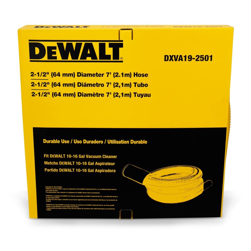 DEWALT DXVA19-2501 Durable Vacuum Hose, Compatible With DXV12P DXV14P DXV16P