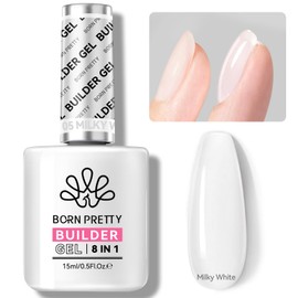 Born Pretty Builder Nail Gel, 8-in-1 Milky White Clear Builder Gel for Nail Apex and Extension Strengthener, Nail GLue Gel Hard Gel Base Rhinestone Nail Glue Gel in a Bottle 15ml
